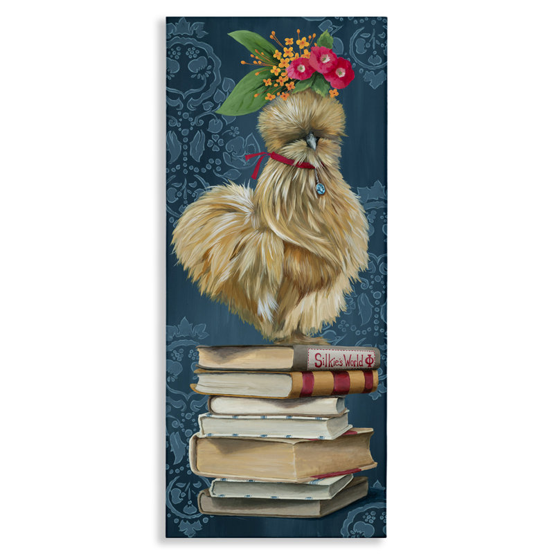 Poulet de ferme sur toile de bibliothèque, design par Heather Gauthier, H 24 po x l 10 po