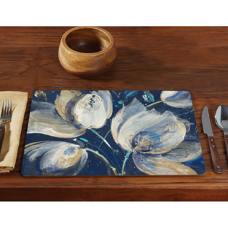 Wood Floral Rectangle Placemat