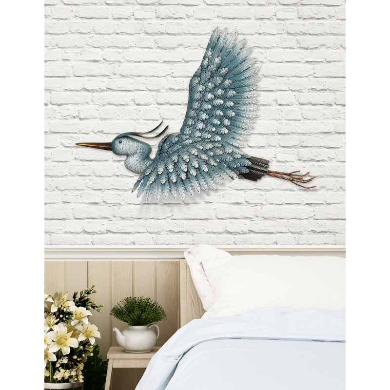 Décoration murale 26 po pour oiseaux en métal - Héron, Héron