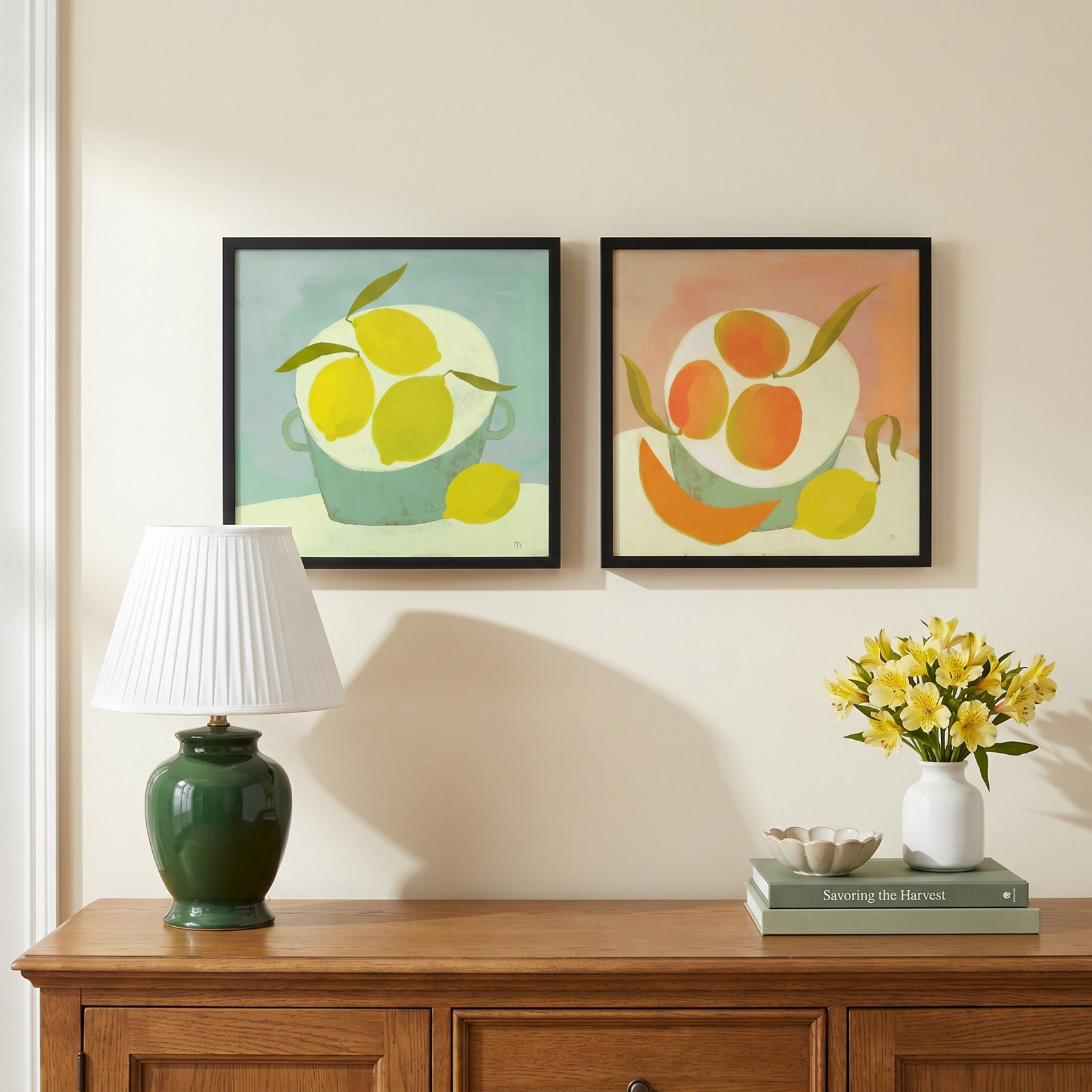Julina "Summer Bounty" 2-Piece Painting Set, Black, 16" H x 16" W x 1.25" D