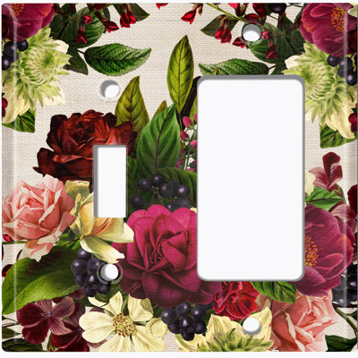 Plaque murale à 2 interrupteurs à bascule et bascule Flower Rose Red White
