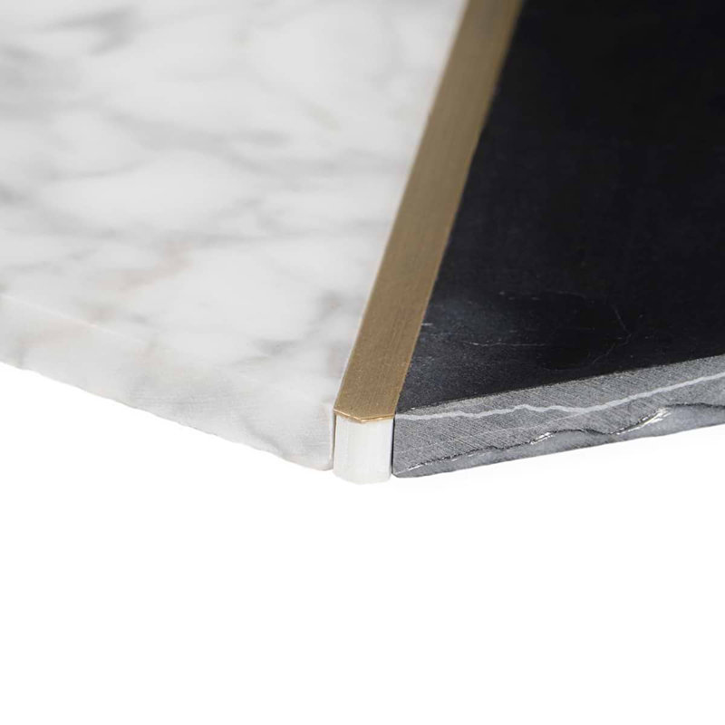 Decade Polished Marble And Brass Mosaic, Nero Blanco