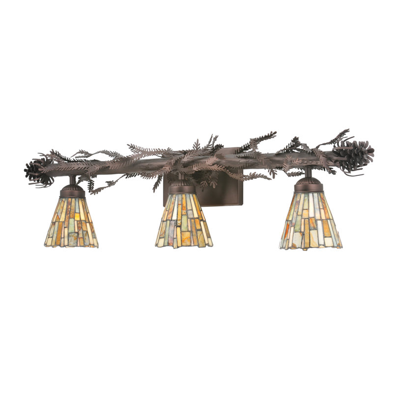 Rustic Jadestone 3-Light Vanity Fixture in Mahogany Bronze