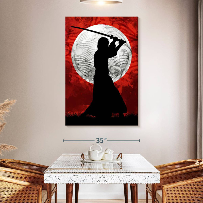Leisha Samurai Moon Red, 51" H x 34" W