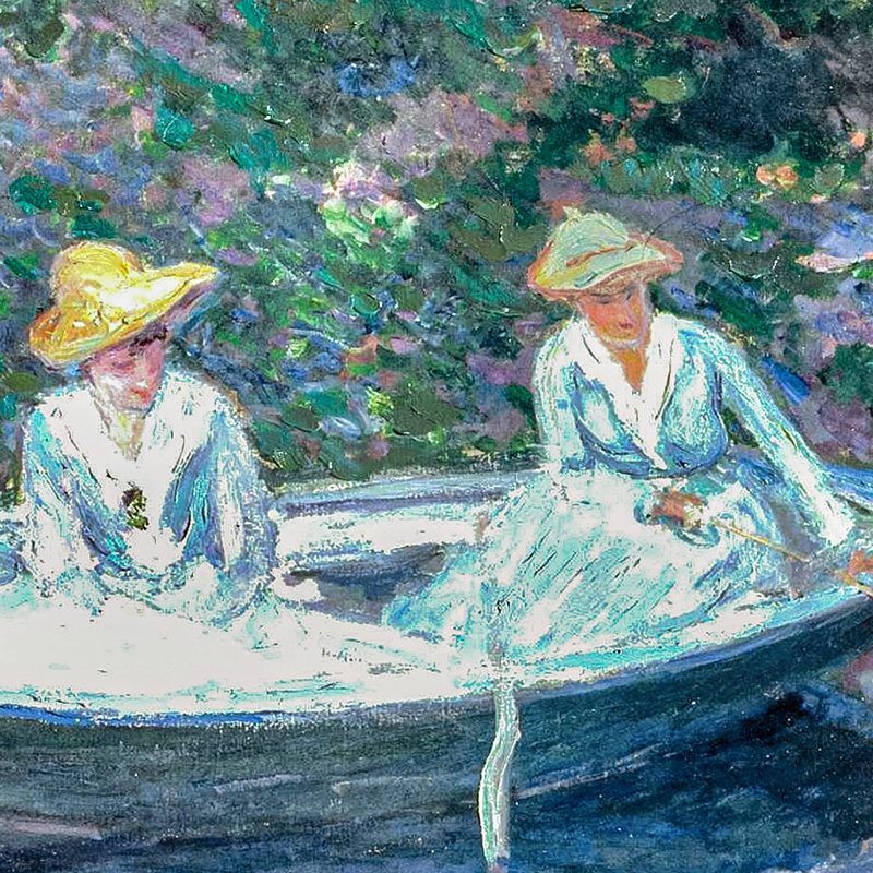 Dans le bateau norvégien à Giverny, 1887, reproduction d'art sur toile, 18.25" H x 21.25" W