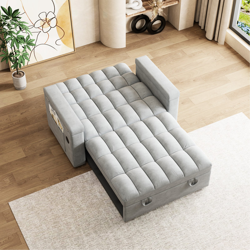 Lit double pliable avec panneau de bureau d'ordinateur ajustable et coussin moelleux de 65 pouces pour le cinéma maison, port convertible 3 en 1, boîte de rangement, remplisseur haute densité, facile à entretenir