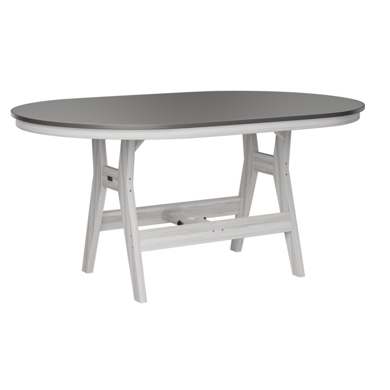 Table de bar berlinoise Berlin, Acier inoxydable martelé, H 38,87 po x l 64 po x P 44 po, Coquillage