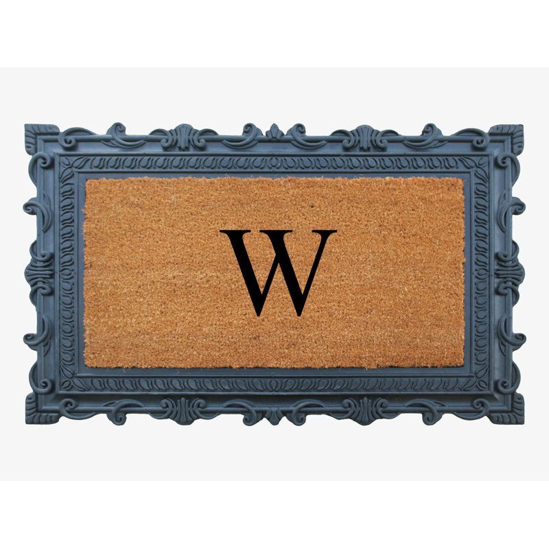 Paillasson à motif de monogramme de 24 po x 36 po Carson, W, Noir