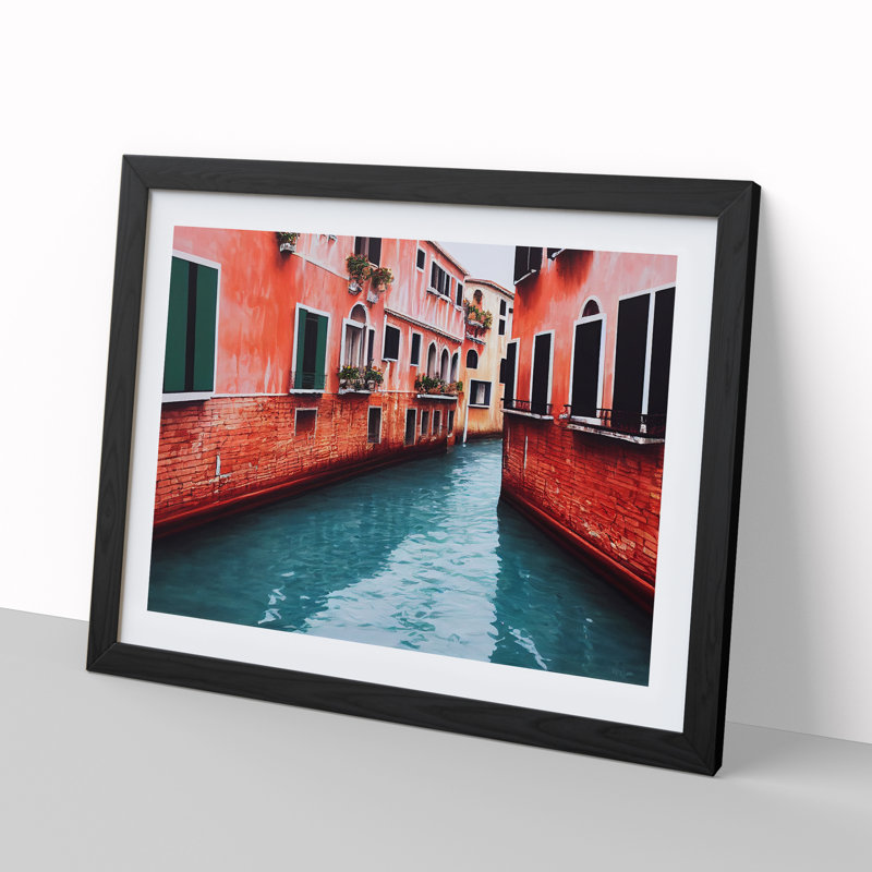 Venice Canal - Framed Print, Black, 46cm H x 64cm W x 2cm D