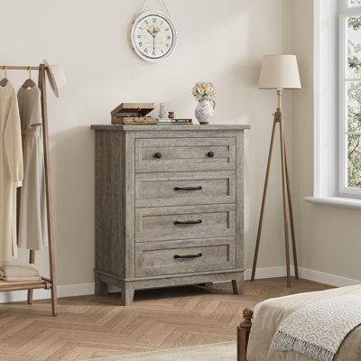 34 Inch 4-Drawer Vertical Chest, Storage Dresser for Bedroom, Living Room