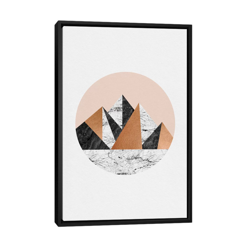 «Geo Landscape Circle», impression sur toile, H 26 po x l 18 po x P 1,5 po, Toile encadrée noire, Pas de tapis