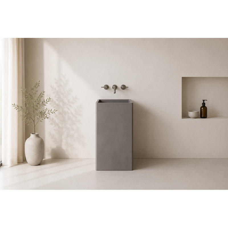 Lavabo de salle de bain 33 po, Béton surélevé gris