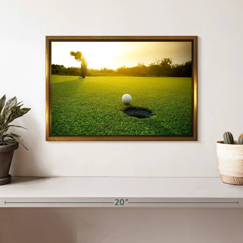 Coup de balle de golf, Cadre flottant doré, 13 po x 9 po