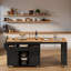 Îlot de cuisine roulant avec table de salle à manger extensible, station de charge, support de rangement ouvert à trois niveaux, 3 tiroirs et 2 armoires de rangement-1442588718