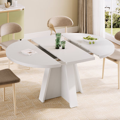 59" Solid Wood Extendable Pedestal Dining Table for 8