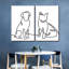 One Line Dog and Cat, reproduction d'art sur toile-92829375