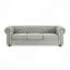 Canapé Chesterfield capitonné en lin capitonné à 3 places avec accoudoirs cloutés (88,5 po x 37 po x 28 po)