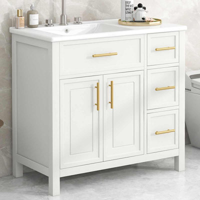 Meuble-lavabo simple 36 po avec plateau Simya
