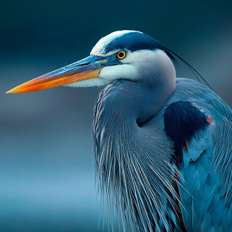 «Twilight Blue Heron», art mural sur toile tendue, H 20 po x l 20 po