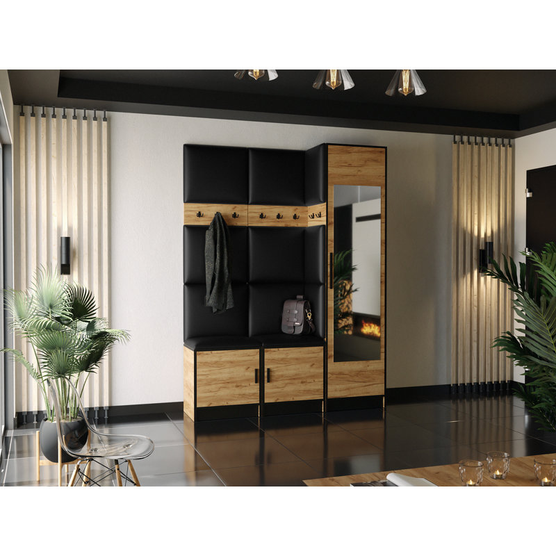 Taren Hall Tree 160cm Wide with Bench, Oak
