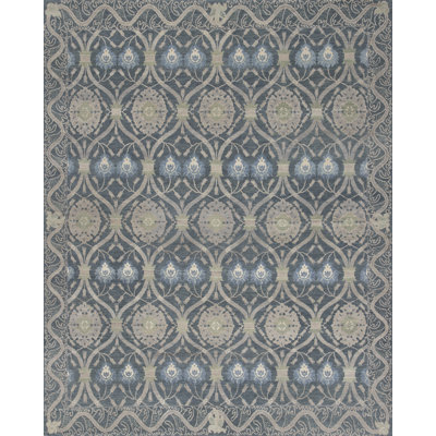 Savannah Wool Oriental Area Rug in Silver/Gray/Blue