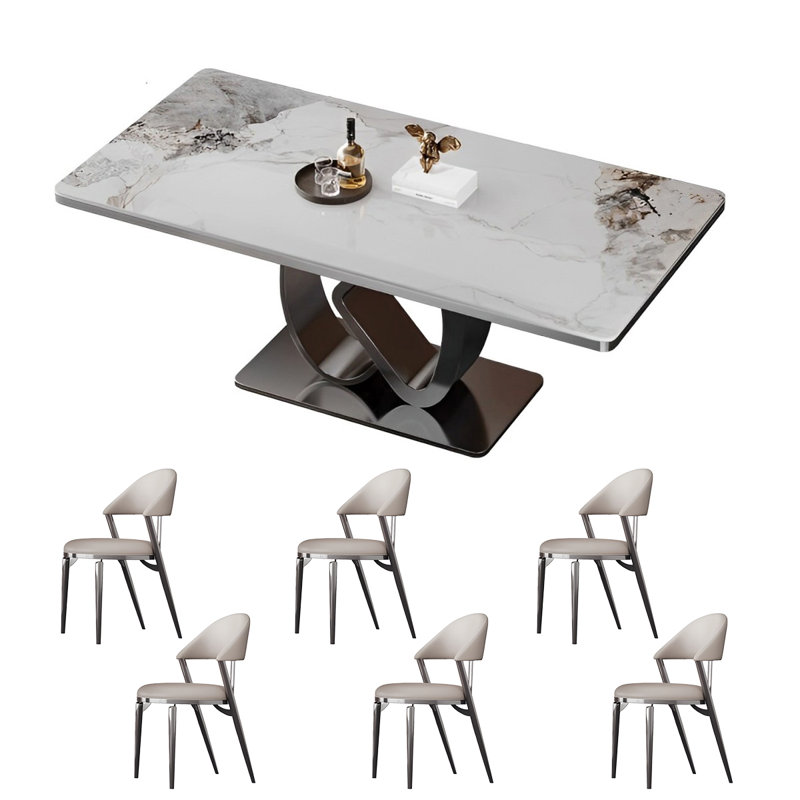 Ensemble de table de salle à manger haut de gamme avec chaises, H 29,52 po x L 55,11 po x l 31,49 po
