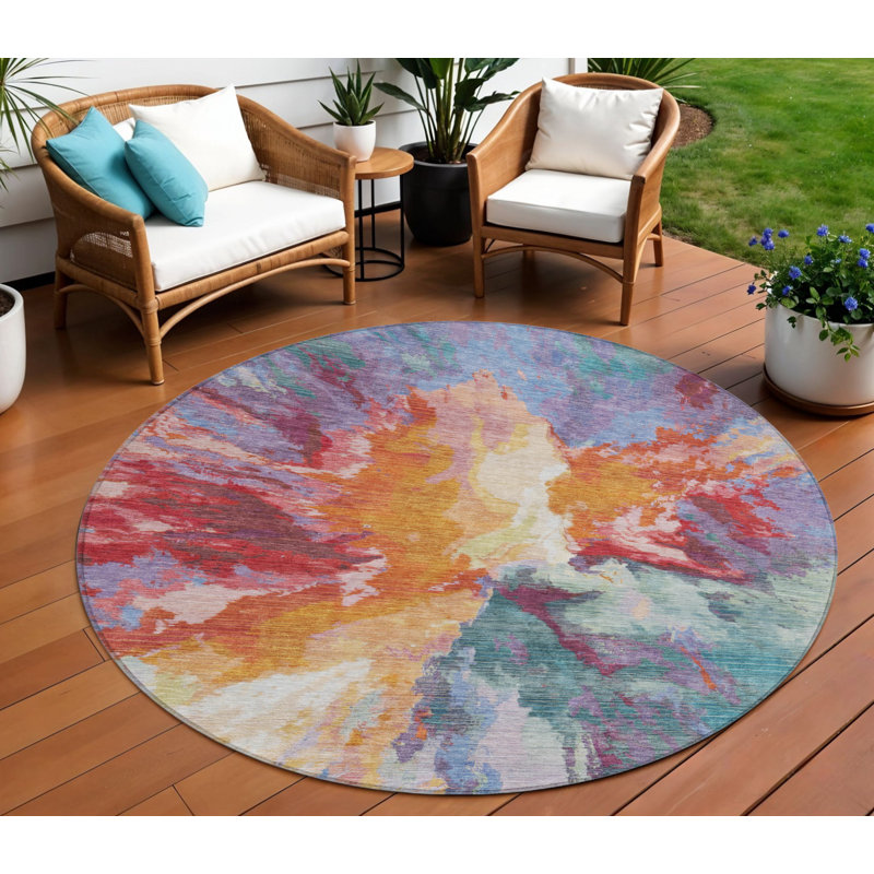 Tapis extérieur lavable abstrait rouille 5 pi x 8 pi