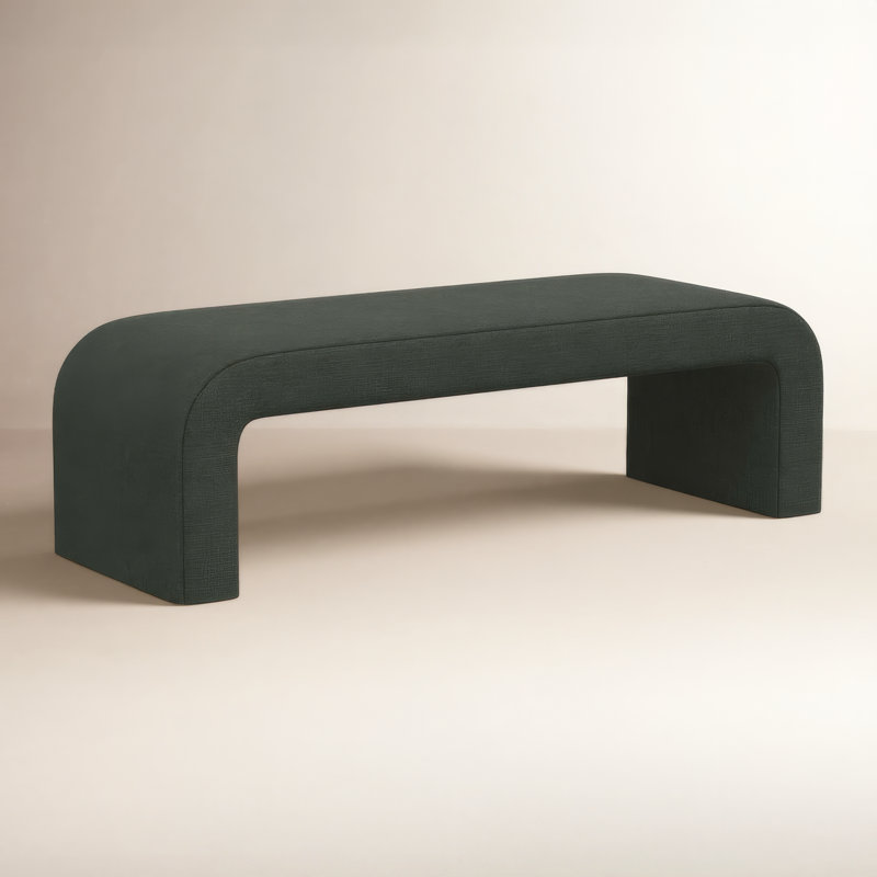 Banc rembourré Barley, Lin classique noir