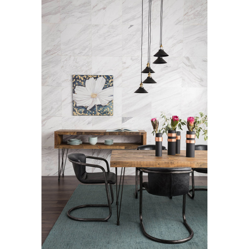 Higbee Genuine Leather Dining Chair, Black Genuine Leather