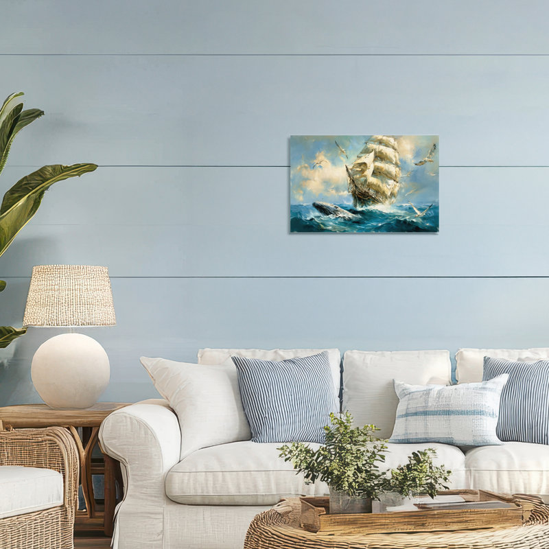 Toile Clipper Ship & The Whale, conception de Tina LeCour, H 16 po x l 24 po