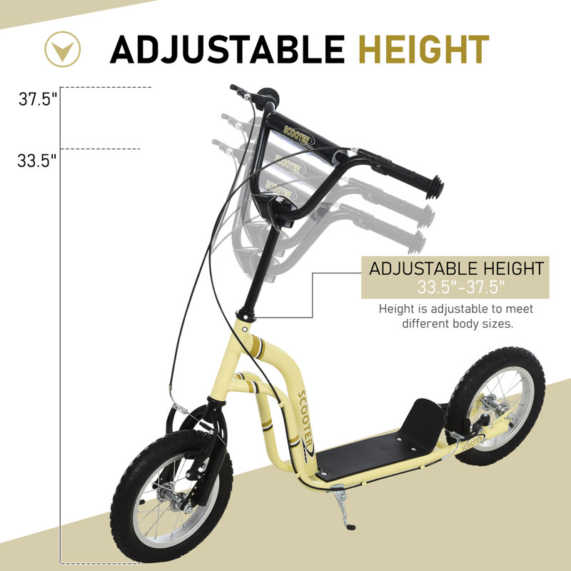 Beige Youth Scooter with Rubber Wheels and Hand Brake