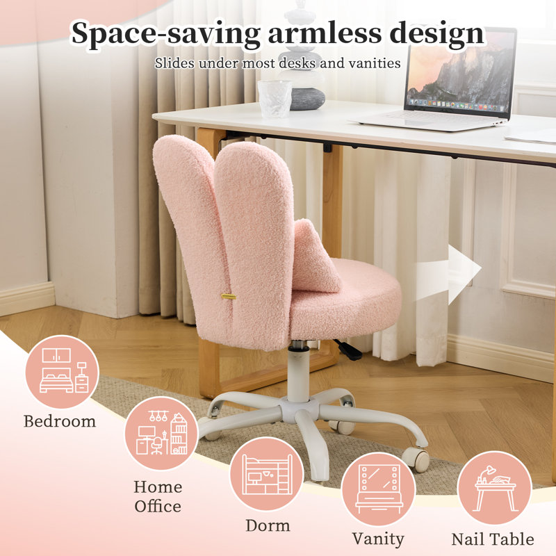 Fauteuil de bureau réglable en tissu, Rose