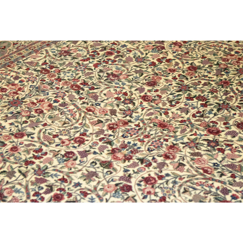 Tapis ivoire et vert noué à la main de haute qualité