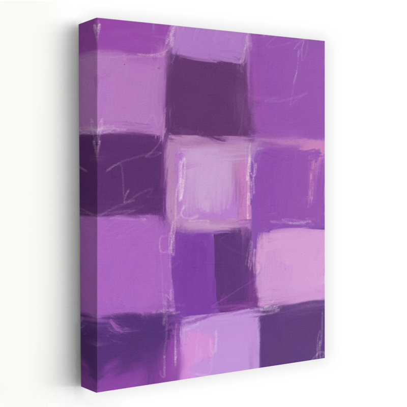 Purple Abstract Abstract Contemporary Geometric Lavender Violet Wall Art Print 1 Piece Wrapped Canvas Wall Art