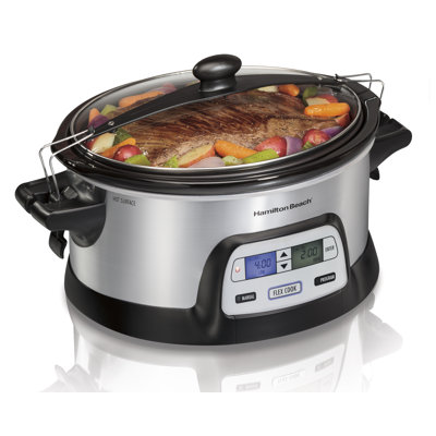 Hamilton Beach FlexCook Stay or Go 6Quart Programmable Slow Cooker with Dishwasher Safe Crock Lid Lock for Easy Travel