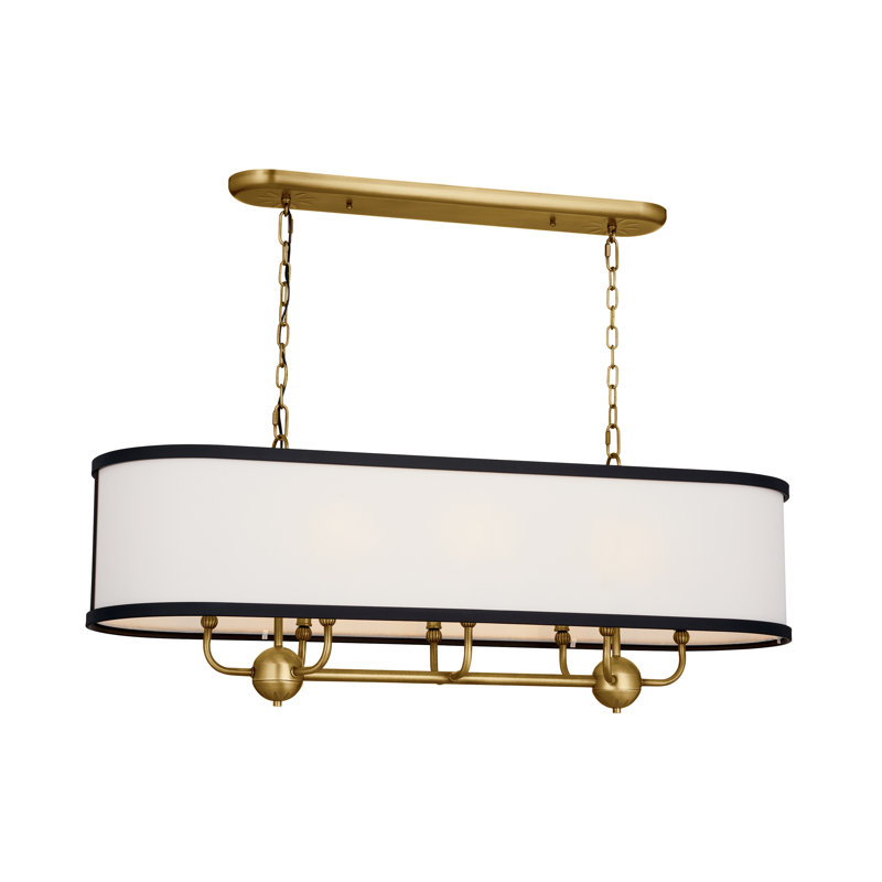 8 - Light Dimmable Linear Chandelier, Natural Brass