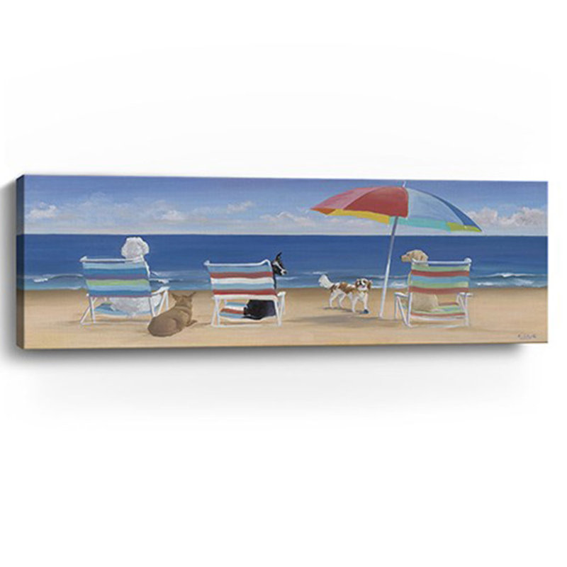 Impression sur toile 60 "X 20" Dogs Perfect Beach Day