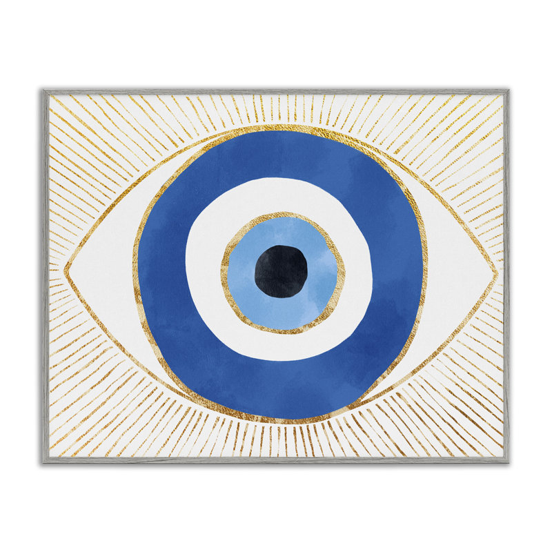 «Evil Eye Shape» rayé, symbole de Mati, estampe numérique texturée encadrée par Ziwei Li_aq-546, H 11 po x l 14 po x P 1,5 po