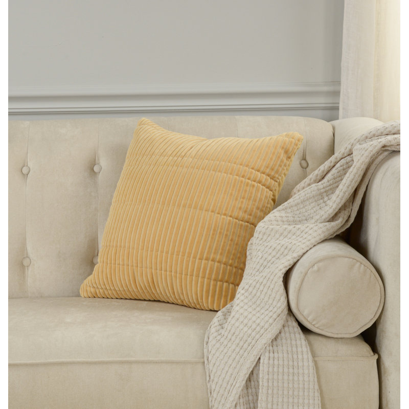 Coussin 100% coton, Doré, Polyester