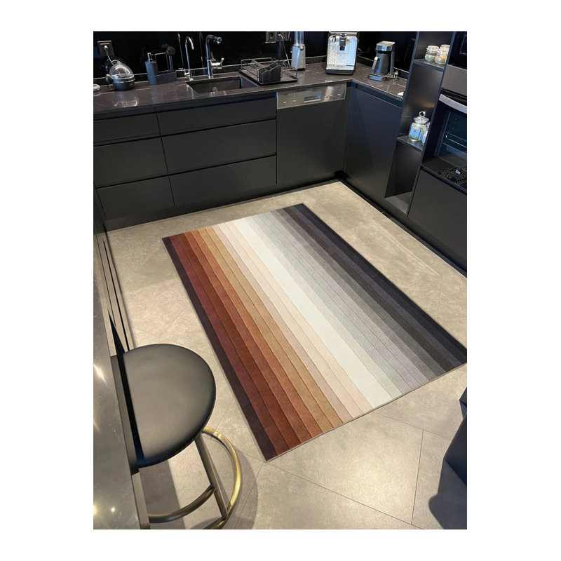 Colorful Vertical Linear Striped Woven Base Washable Carpet, Rectangle 2'4" x 4'