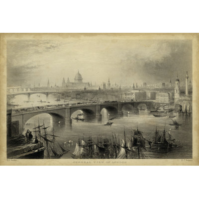 General View Of London by William H. Bartlett - Wrapped Canvas Print