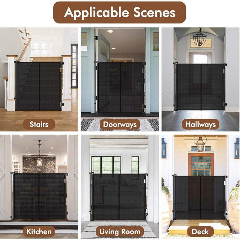 Mesh Adjustable Pressure Mounted Pet Gate Free Standing Pet Gate Wall Mounted Pet Gate Pet Gate Accessory With Door