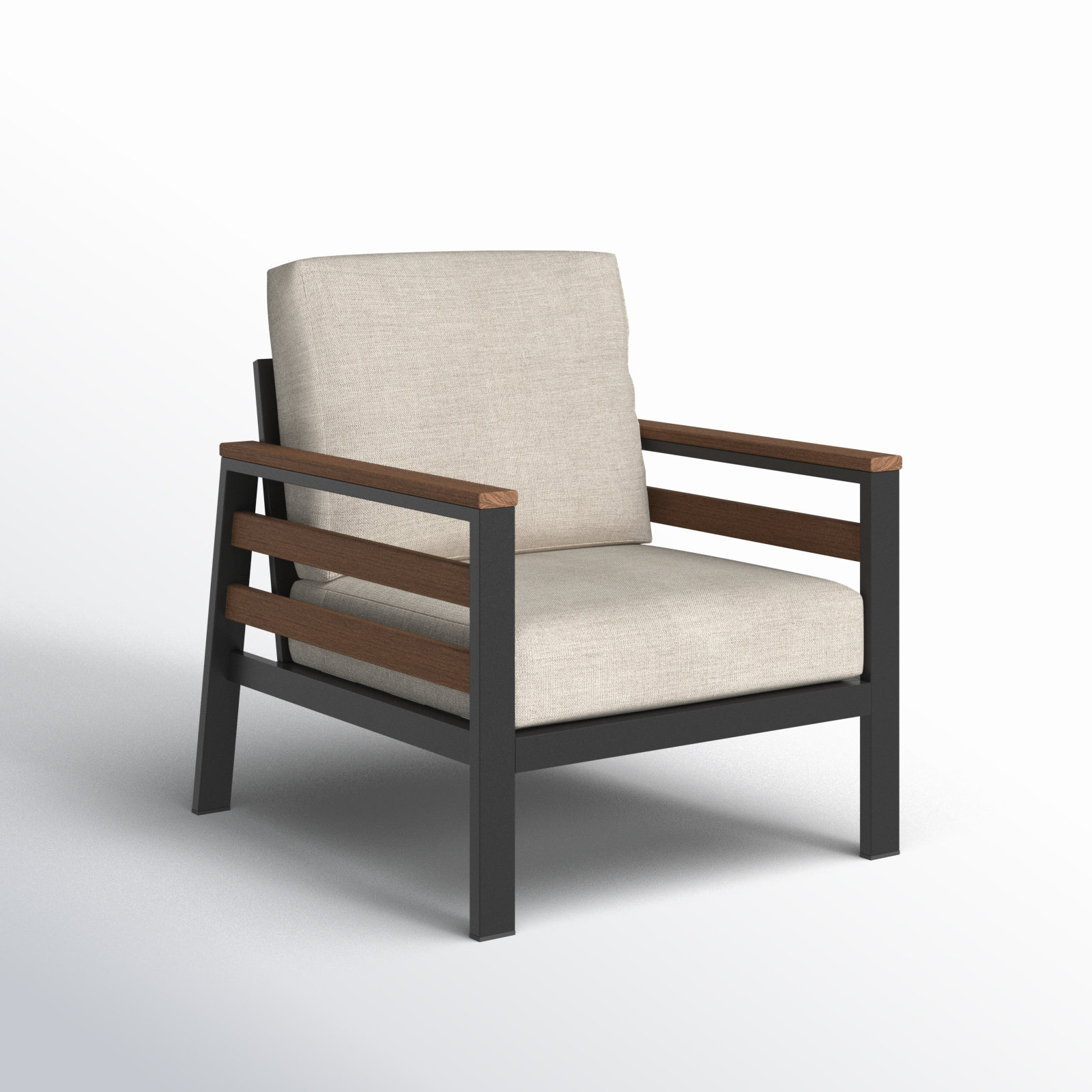 Townsend Patio Chair with Sunbrella® Cushions, Cast Silver Sunbrella®, Brown/Dark Gray