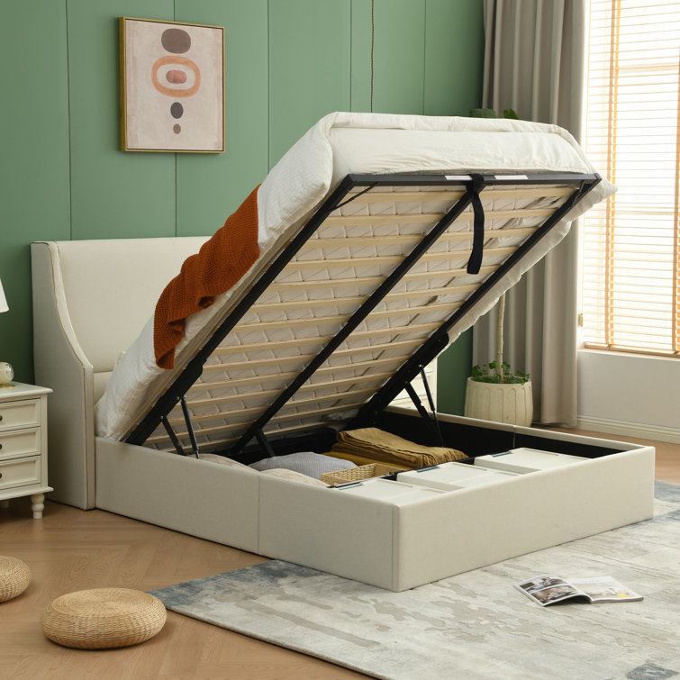 Bertolucci Upholstered Wingback Storage Bed