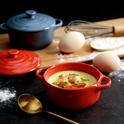 Ceramic Mini Baking Bowl Set With Handles (set Of 4)