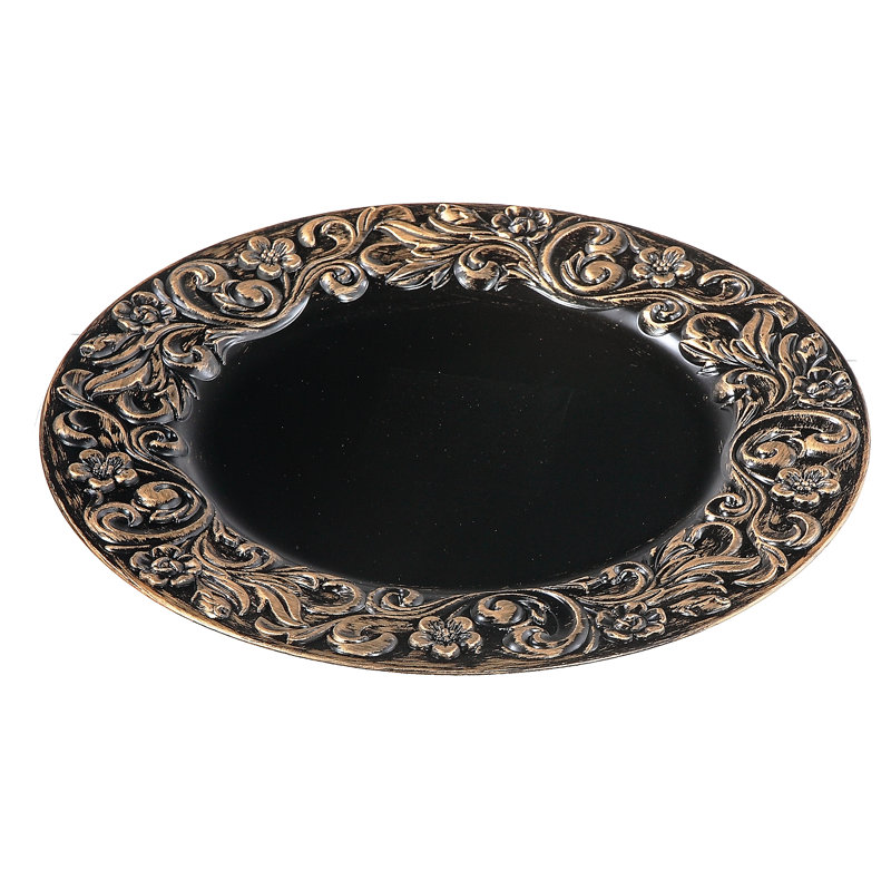 Assiette de présentation Menas (baroque) (noir brossé), Noir