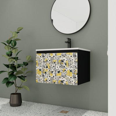 Meuble-lavabo simple 24,47 po avec plateau en céramique Averyn