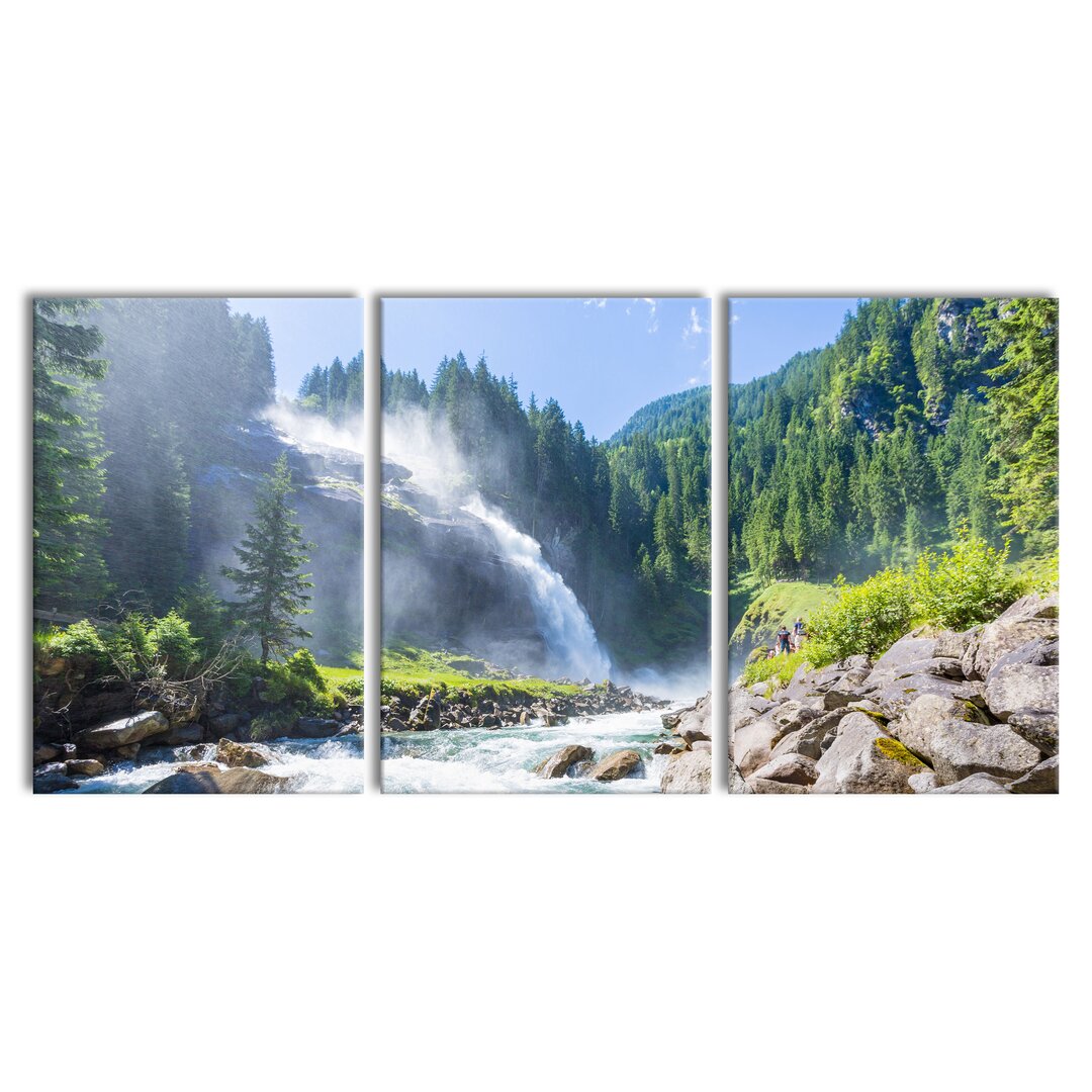 3-tlg. Leinwandbilder-Set Waterfall in Salzburg National Park