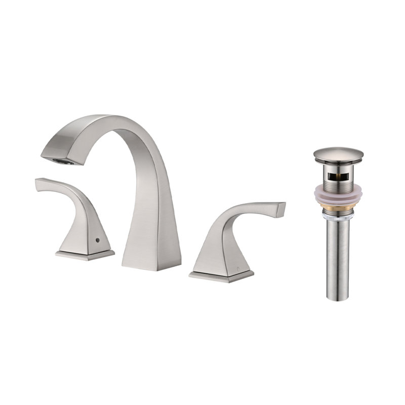 2-Handle Bathroom Sink Faucet With Drain, Brushed Nickel