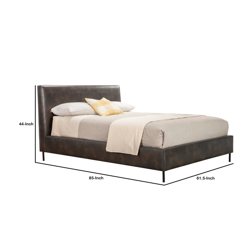 Lit plateforme tapissier Adison, Complète, Gris